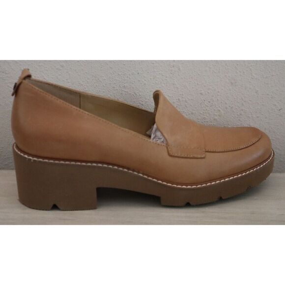 Naturalizer Women Sz 10M Toffee Brown Leather Darry Lug Sole Heeled Loafers - Picture 5 of 10